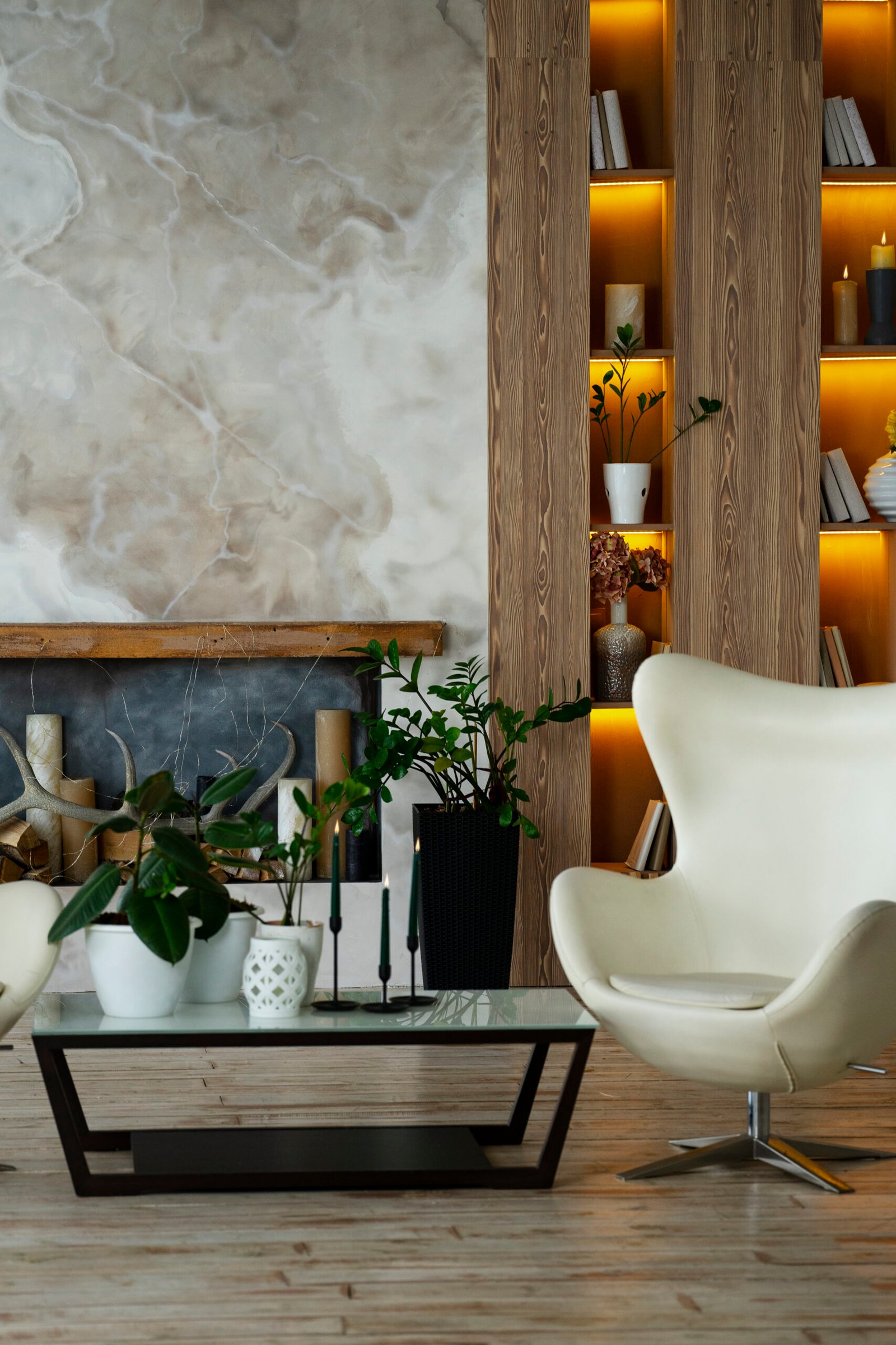 interior-room-design-with-armchair-potted-plants